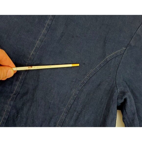 Formidable DAR Women's Navy Blue Linen Handmade Blazer Jacket Shirt Small - Picture 12 of 13